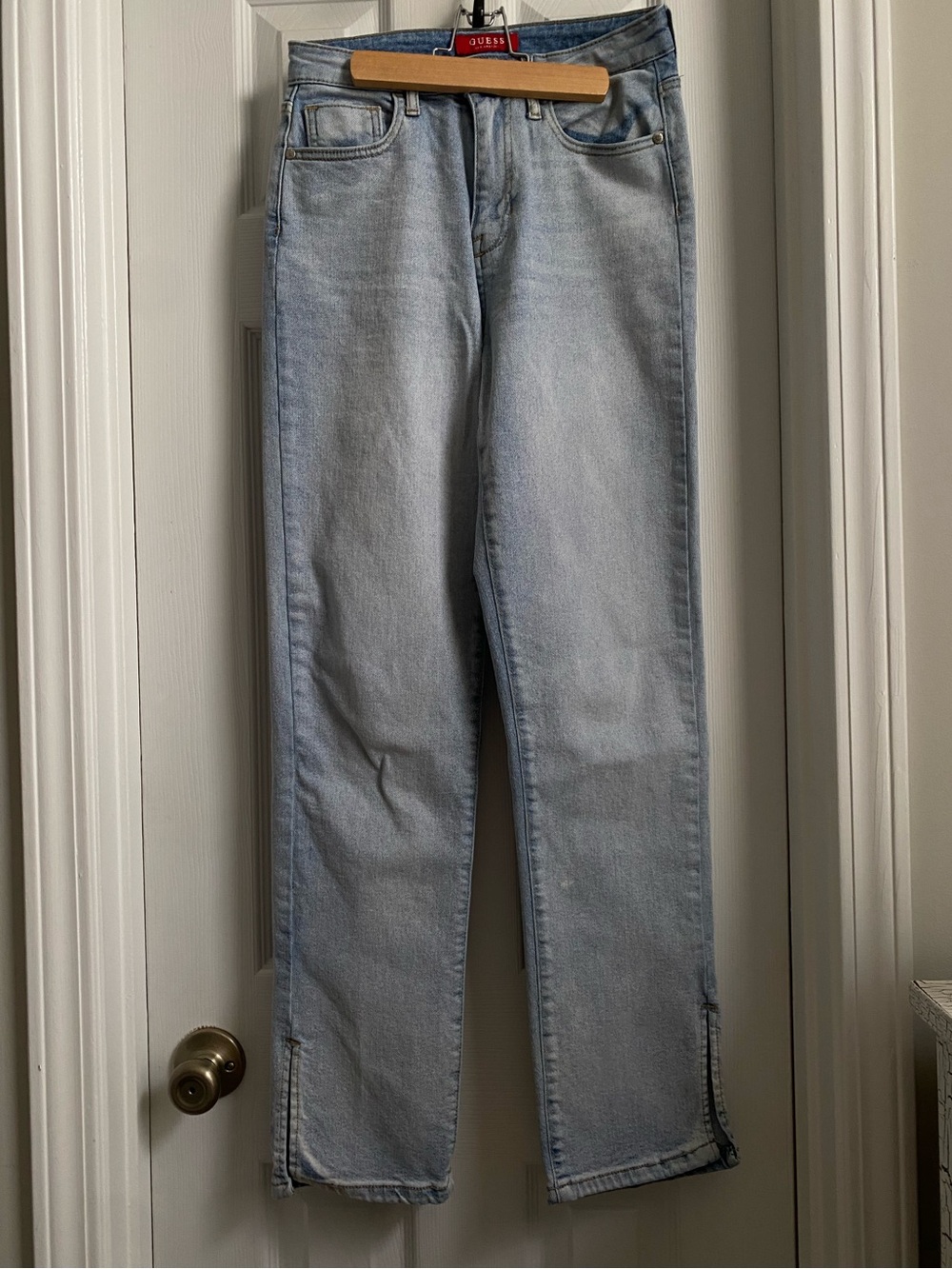 Guess High Waist Straight Leg Jeans - Light Wash